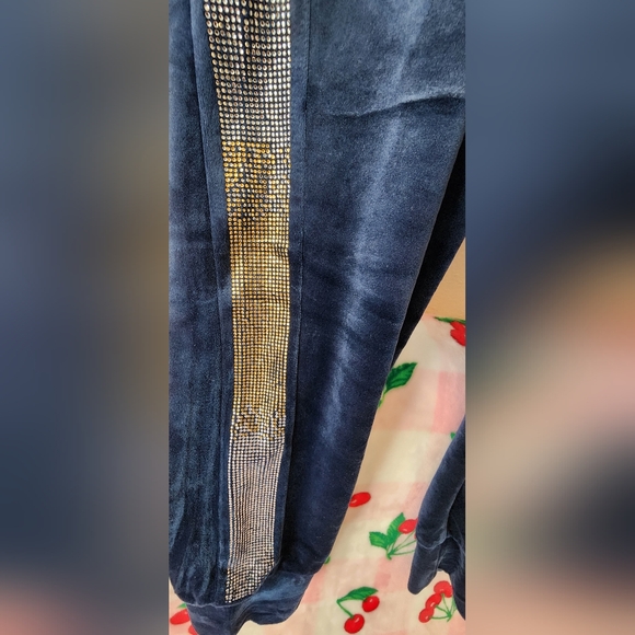 Juicy Couture Regal Blue Velour Bling Tracksuit Jogger Pants Size Large - Picture 4 of 8